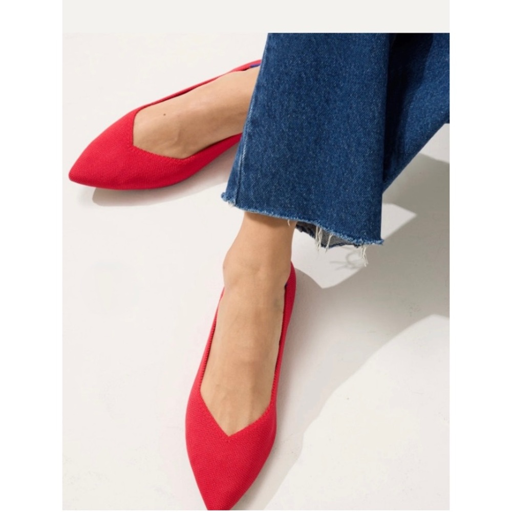 Rothy's Point Red Pointed Toe Flat  Women Shoes Size 11.5